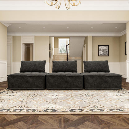 Ensemble de canapé modulaire 3 pièces en chenille