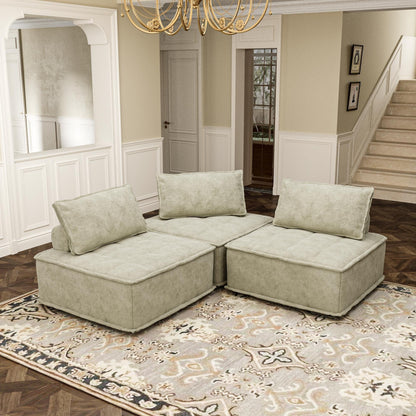 Ensemble de canapé modulaire 3 pièces en chenille