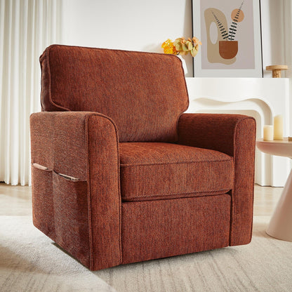 Fauteuil pivotant à 360° en chenille, fauteuil moderne avec poches latérales, fauteuil pivotant, fauteuil inclinable ergonomique pour chambre à coucher