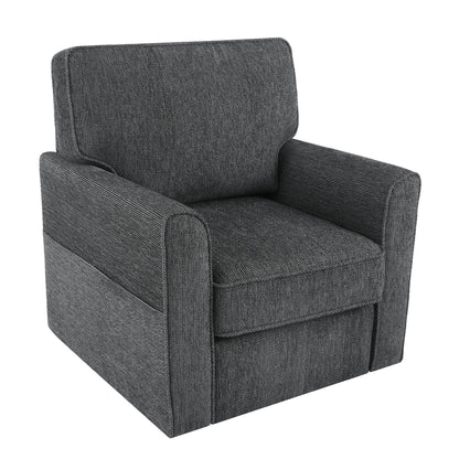 Fauteuil pivotant à 360° en chenille, fauteuil moderne avec poches latérales, fauteuil pivotant, fauteuil inclinable ergonomique pour chambre à coucher