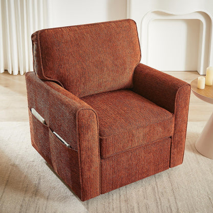 Fauteuil pivotant à 360° en chenille, fauteuil moderne avec poches latérales, fauteuil pivotant, fauteuil inclinable ergonomique pour chambre à coucher