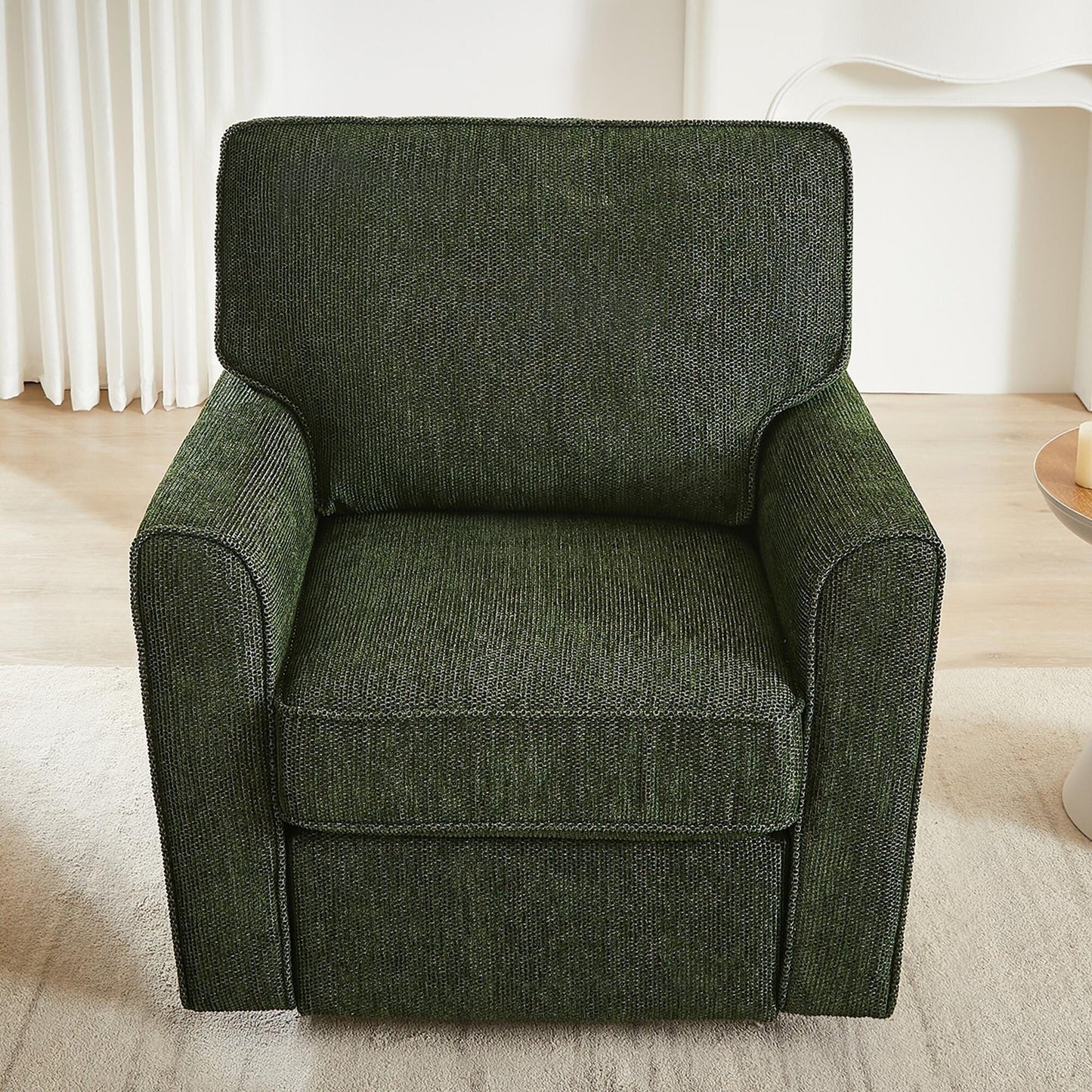 Fauteuil pivotant à 360° en chenille, fauteuil moderne avec poches latérales, fauteuil pivotant, fauteuil inclinable ergonomique pour chambre à coucher