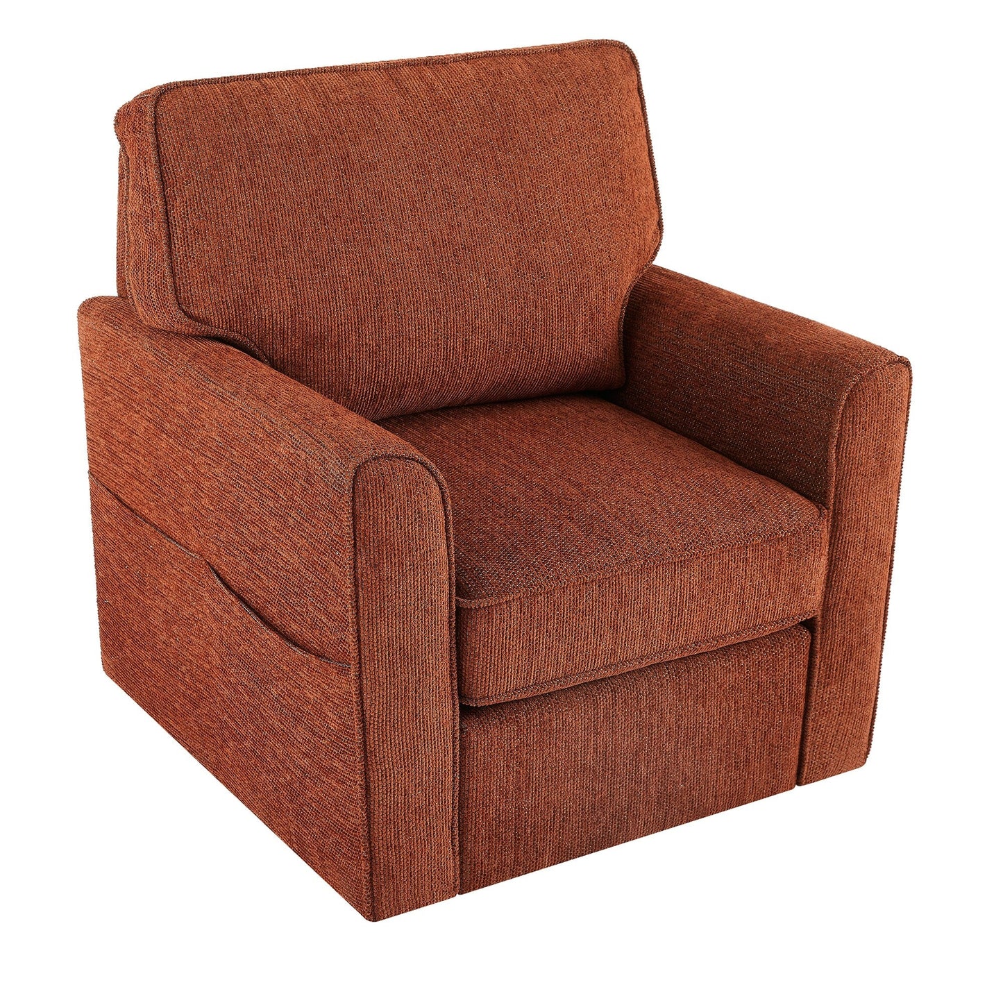 Fauteuil pivotant à 360° en chenille, fauteuil moderne avec poches latérales, fauteuil pivotant, fauteuil inclinable ergonomique pour chambre à coucher