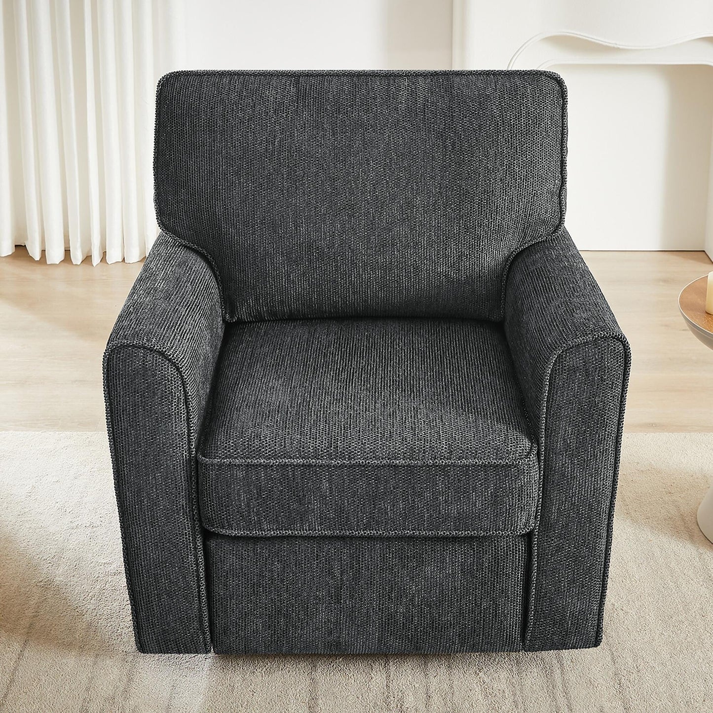 Fauteuil pivotant à 360° en chenille, fauteuil moderne avec poches latérales, fauteuil pivotant, fauteuil inclinable ergonomique pour chambre à coucher