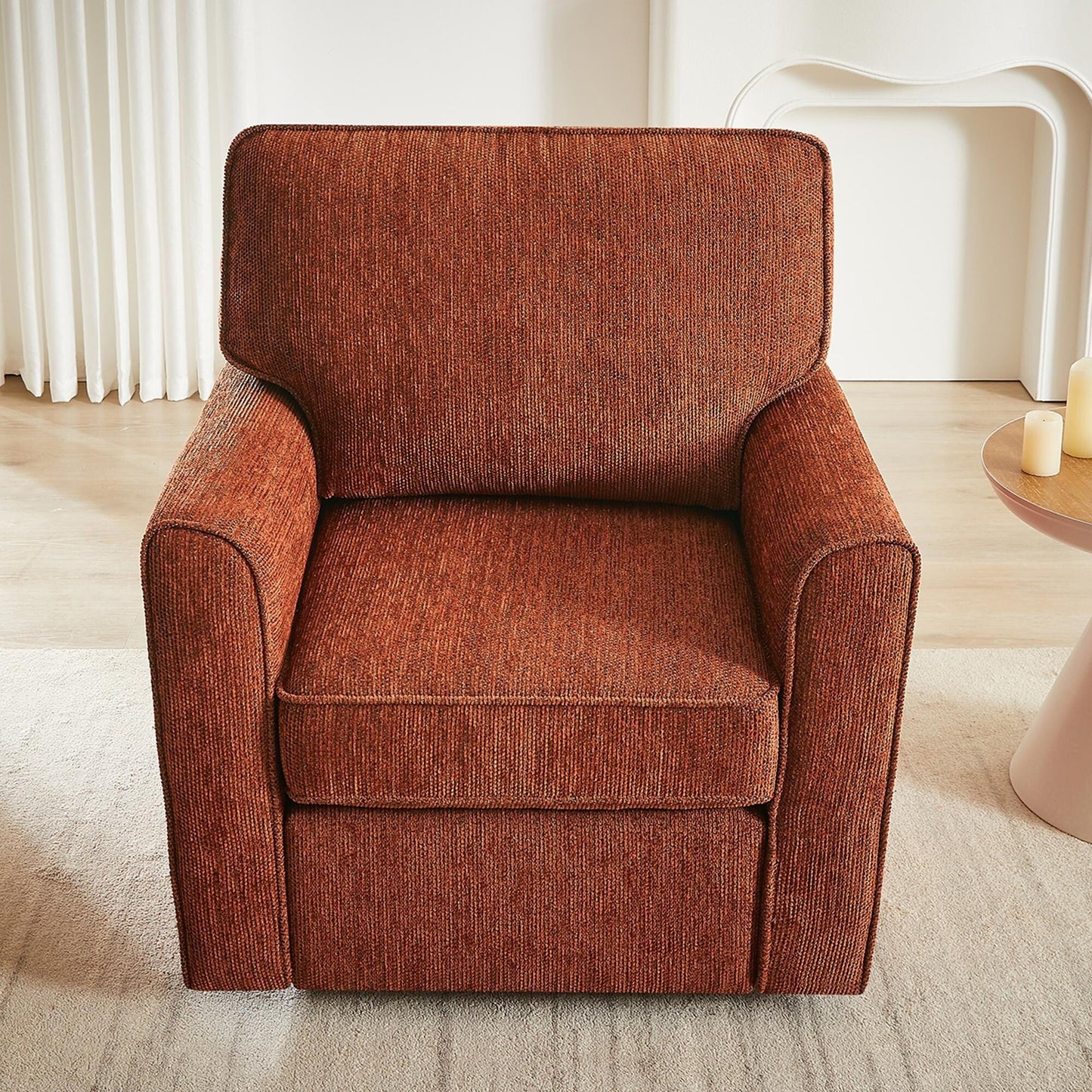 Fauteuil pivotant à 360° en chenille, fauteuil moderne avec poches latérales, fauteuil pivotant, fauteuil inclinable ergonomique pour chambre à coucher