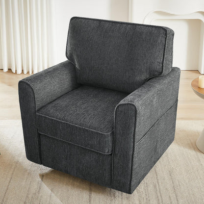 Fauteuil pivotant à 360° en chenille, fauteuil moderne avec poches latérales, fauteuil pivotant, fauteuil inclinable ergonomique pour chambre à coucher