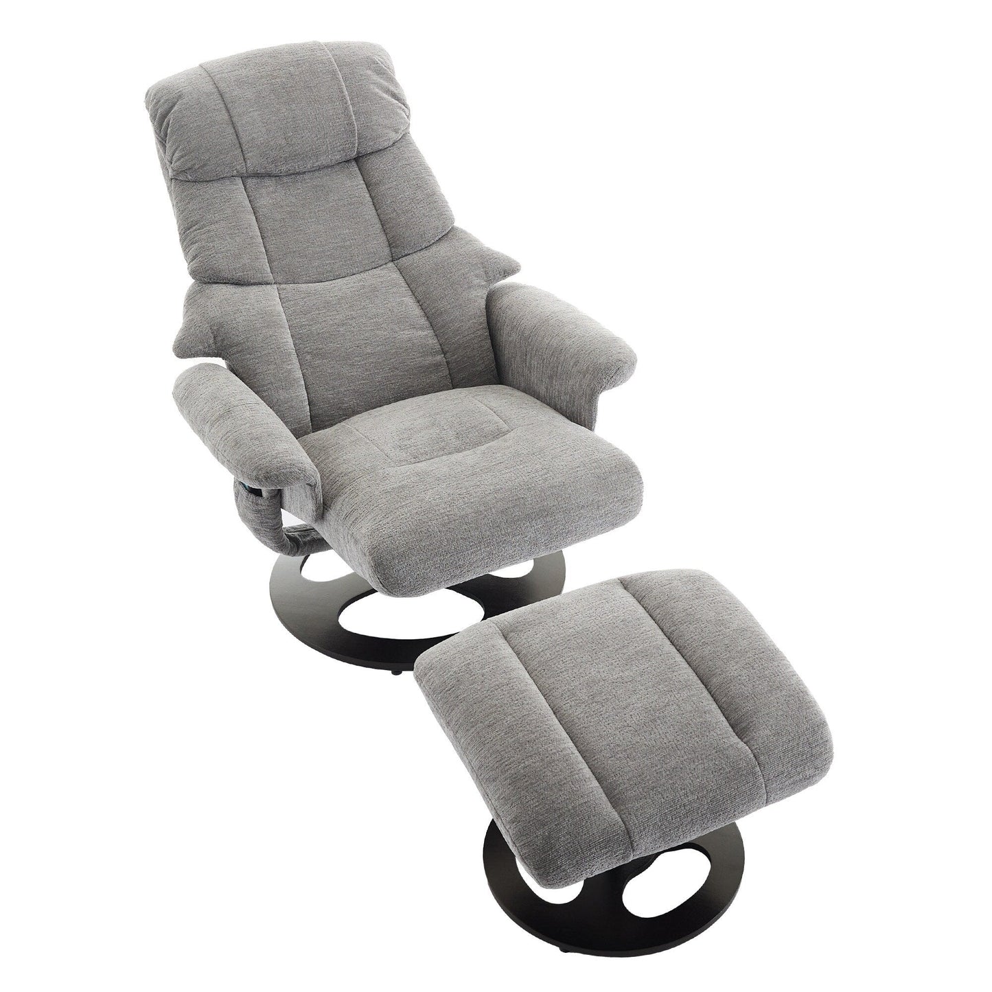 Fauteuil inclinable de massage pivotant à 360° en chenille avec pouf, massage et siège chauffant