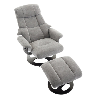Fauteuil inclinable de massage pivotant à 360° en chenille avec pouf, massage et siège chauffant