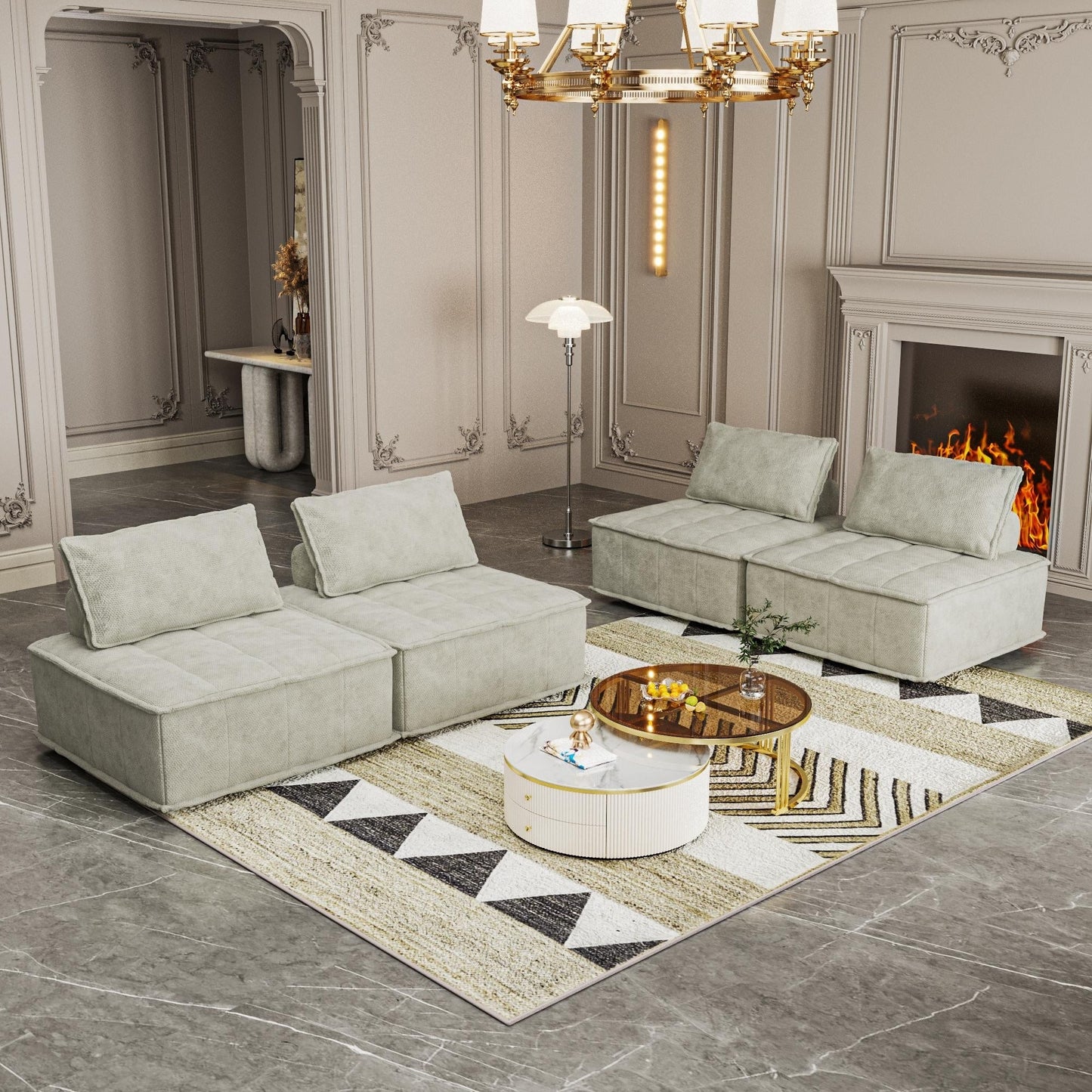 Ensemble de canapés modulaires 4 pièces en chenille