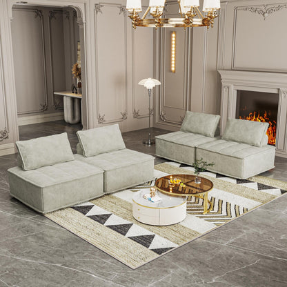 Ensemble de canapés modulaires 4 pièces en chenille