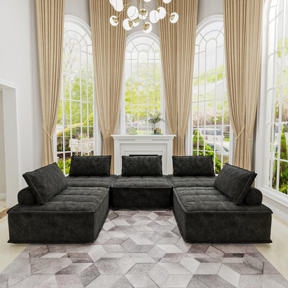 Ensemble de canapés modulaires 5 pièces en chenille