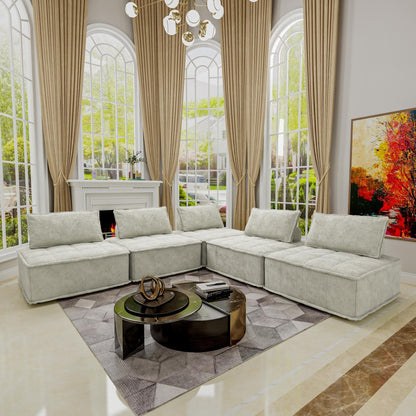 Ensemble de canapés modulaires 5 pièces en chenille