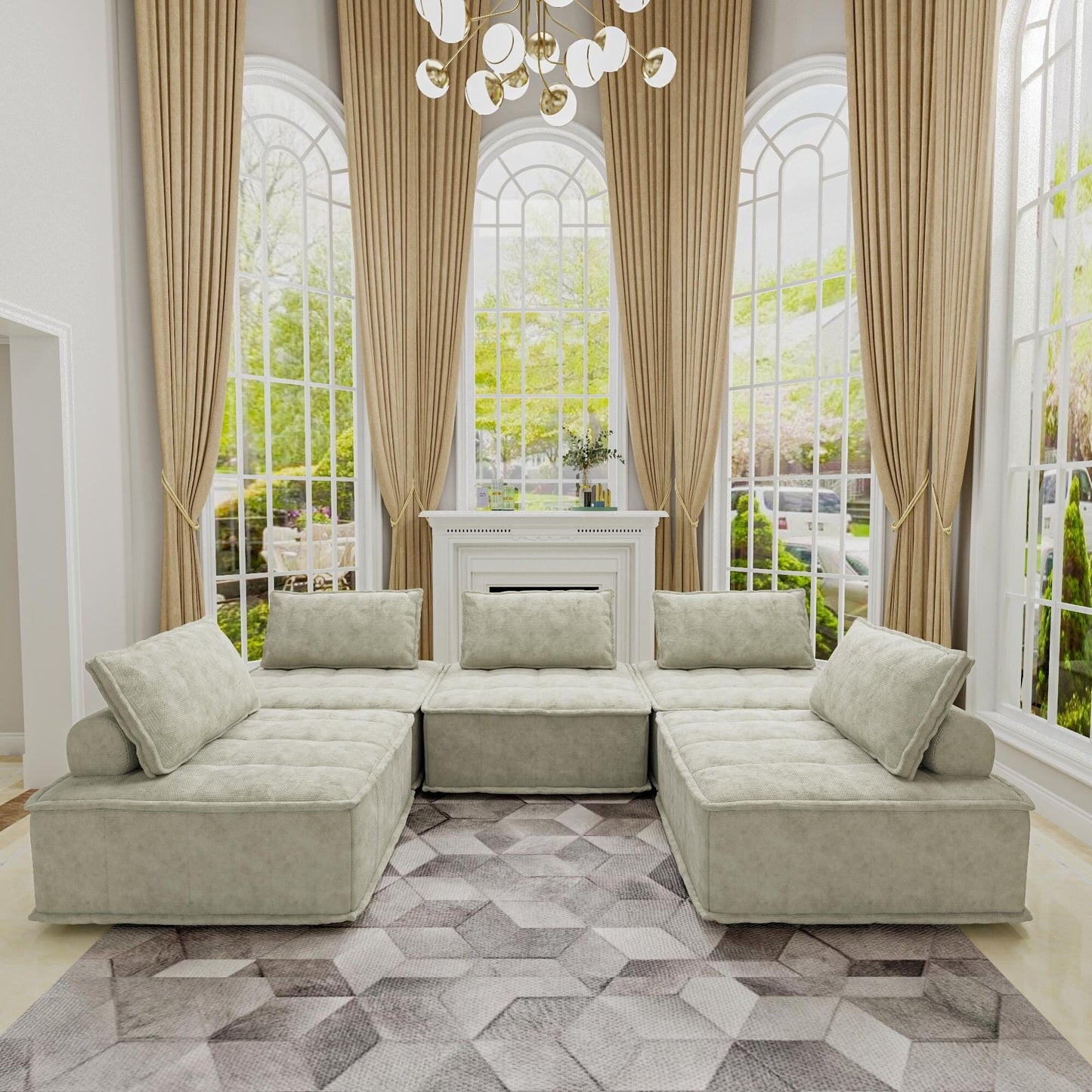 Ensemble de canapés modulaires 5 pièces en chenille