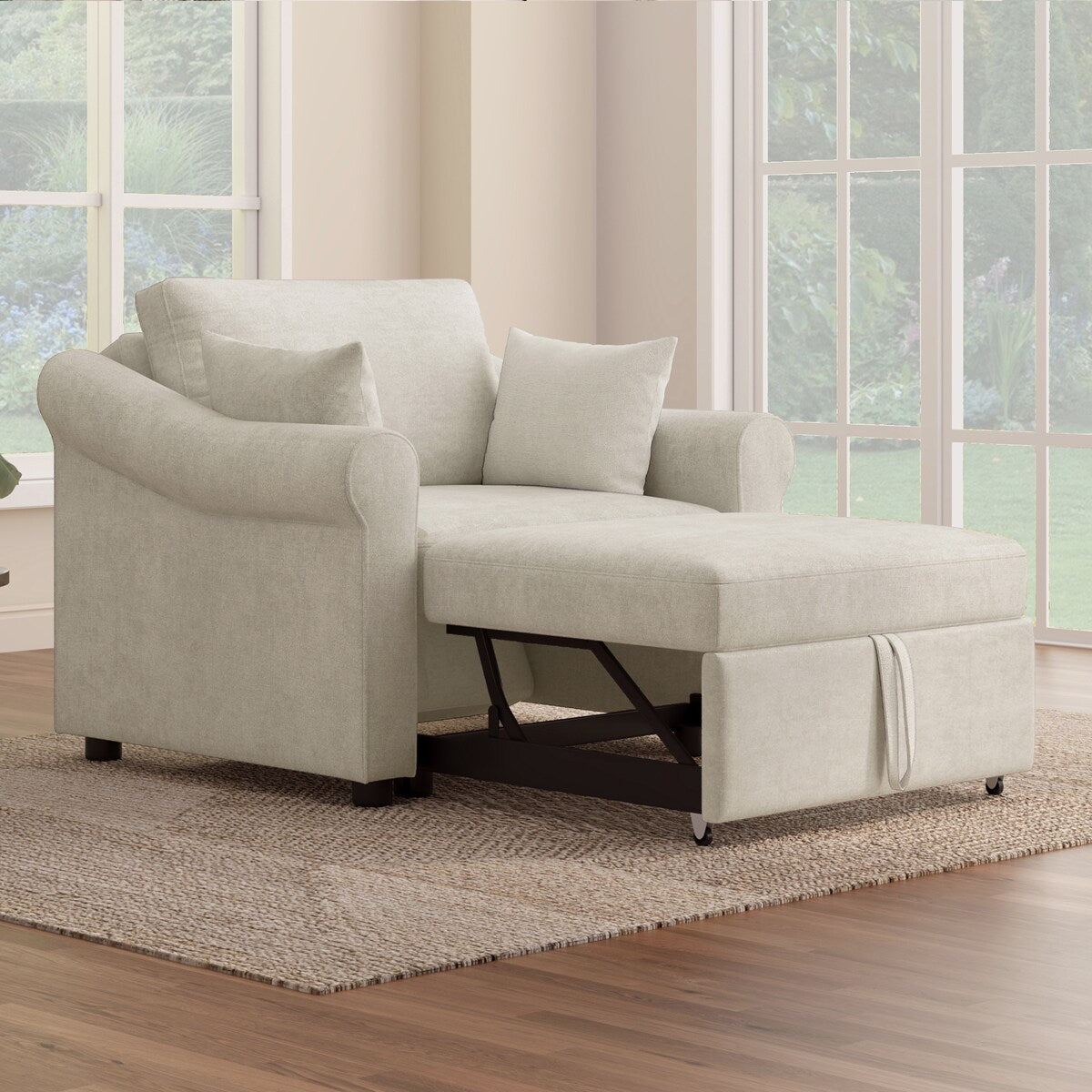 Fauteuil convertible en chenille avec dossier réglable, 3 en 1, transformable en lit, lit simple pour salon