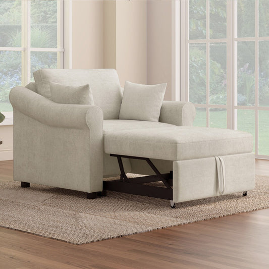 Fauteuil convertible en chenille avec dossier réglable, 3 en 1, transformable en lit, lit simple pour salon