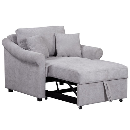 Fauteuil convertible en chenille avec dossier réglable, 3 en 1, transformable en lit, lit simple pour salon
