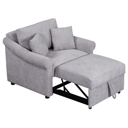 Fauteuil convertible en chenille avec dossier réglable, 3 en 1, transformable en lit, lit simple pour salon