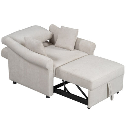Fauteuil convertible en chenille avec dossier réglable, 3 en 1, transformable en lit, lit simple pour salon