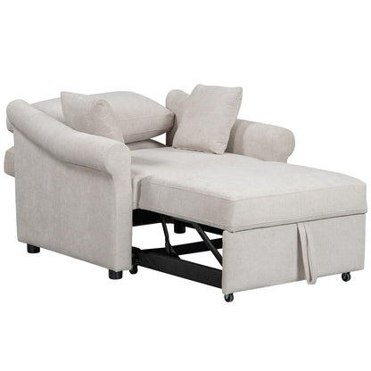 Fauteuil convertible en chenille avec dossier réglable, 3 en 1, transformable en lit, lit simple pour salon