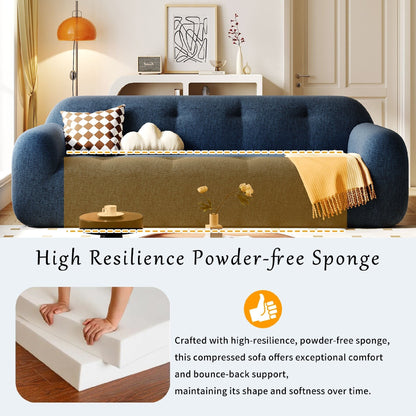 Canapé 3 places en tissu chenille avec style capitonné et design entièrement en éponge compressée