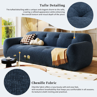 Canapé 3 places en tissu chenille avec style capitonné et design entièrement en éponge compressée