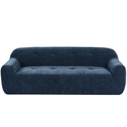 Canapé 3 places en tissu chenille avec style capitonné et design entièrement en éponge compressée