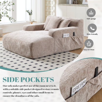 Canapé-lit en chenille avec coussins - Fauteuil convertible avec accoudoirs, canapé-lit multi-positions pour salon