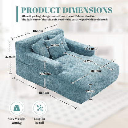 Canapé-lit en chenille avec coussins - Fauteuil convertible avec accoudoirs, canapé-lit multi-positions pour salon