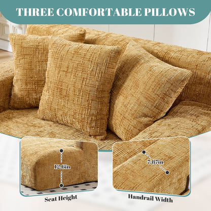 Canapé-lit en chenille avec coussins - Fauteuil convertible avec accoudoirs, canapé-lit multi-positions pour salon