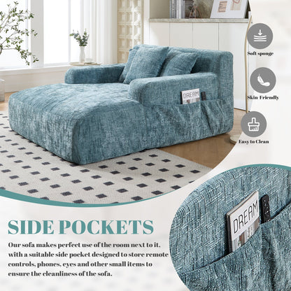 Canapé-lit en chenille avec coussins - Fauteuil convertible avec accoudoirs, canapé-lit multi-positions pour salon