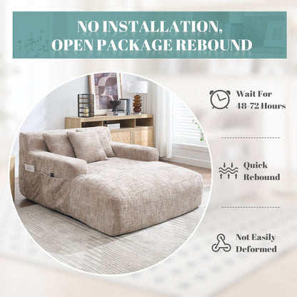 Canapé-lit en chenille avec coussins - Fauteuil convertible avec accoudoirs, canapé-lit multi-positions pour salon