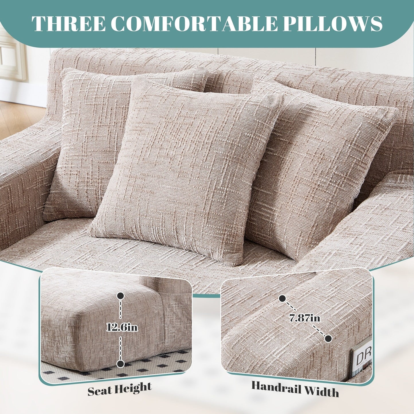 Canapé-lit en chenille avec coussins - Fauteuil convertible avec accoudoirs, canapé-lit multi-positions pour salon