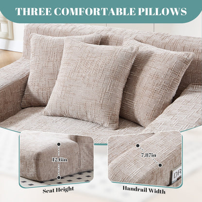 Canapé-lit en chenille avec coussins - Fauteuil convertible avec accoudoirs, canapé-lit multi-positions pour salon