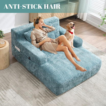 Canapé-lit en chenille avec coussins - Fauteuil convertible avec accoudoirs, canapé-lit multi-positions pour salon