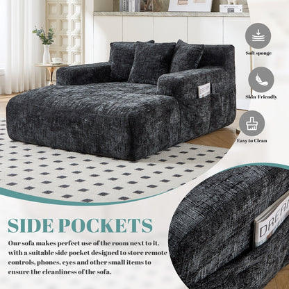 Canapé-lit en chenille avec coussins - Fauteuil convertible avec accoudoirs, canapé-lit multi-positions pour salon