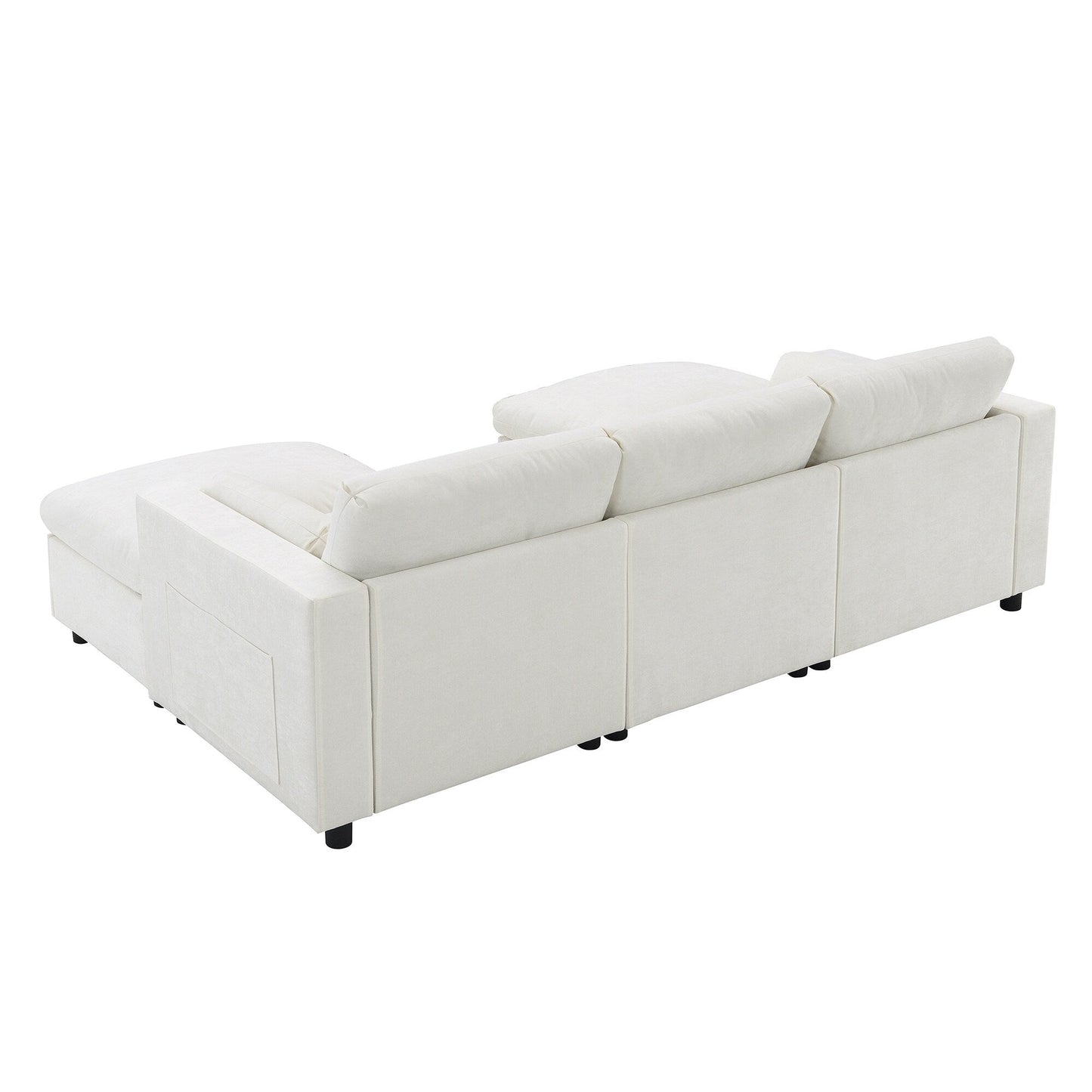 Canapé modulaire sectionnel en chenille avec poches de rangement, ensemble de canapé en U 5 places avec coussins, canapé Cloud avec 2 poufs amovibles