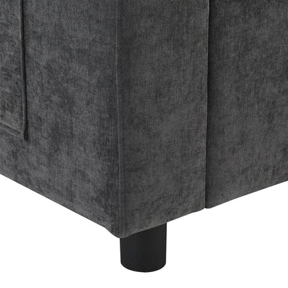 Canapé modulaire sectionnel en chenille avec poches de rangement, ensemble de canapé en U 5 places avec coussins, canapé Cloud avec 2 poufs amovibles