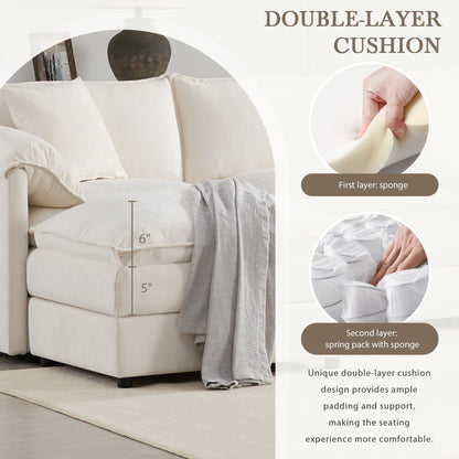 Canapé modulaire sectionnel en chenille, ensemble de canapés nuage en U avec coussins doubles, canapé 6 places avec poufs amovibles