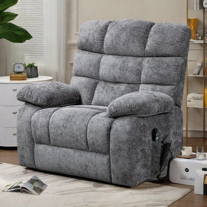 Fauteuil inclinable électrique surdimensionné en chenille avec double moteur, massage, chauffage lombaire et inclinaison complète
