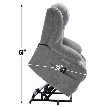 Fauteuil inclinable et massant à 8 points avec relevage électrique en chenille, chauffage de la taille, ports USB et porte-gobelet en acier inoxydable