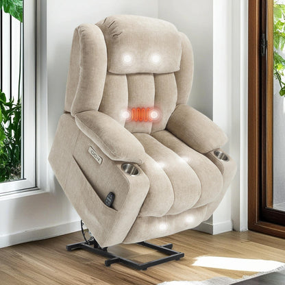 Fauteuil inclinable électrique Chenille avec massage et chauffage lombaire, deux porte-gobelets