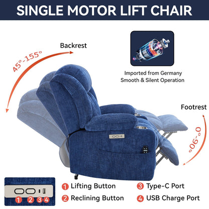 Fauteuil inclinable électrique Chenille avec massage et chauffage lombaire, deux porte-gobelets