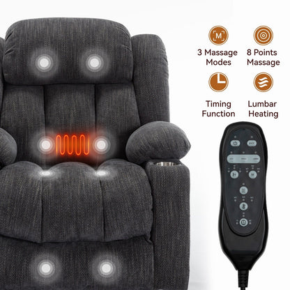 Fauteuil inclinable électrique Chenille avec massage, chauffage, port USB, Type-C et porte-gobelets