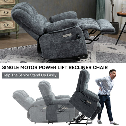 Fauteuil inclinable électrique Chenille avec massage thermique, USB, inclinaison maximale de 155°