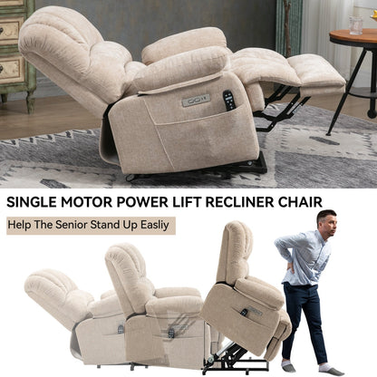 Fauteuil inclinable électrique Chenille avec massage thermique, USB, inclinaison maximale de 155°