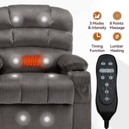 Fauteuil inclinable électrique Chenille avec massage, chauffage et porte-gobelets