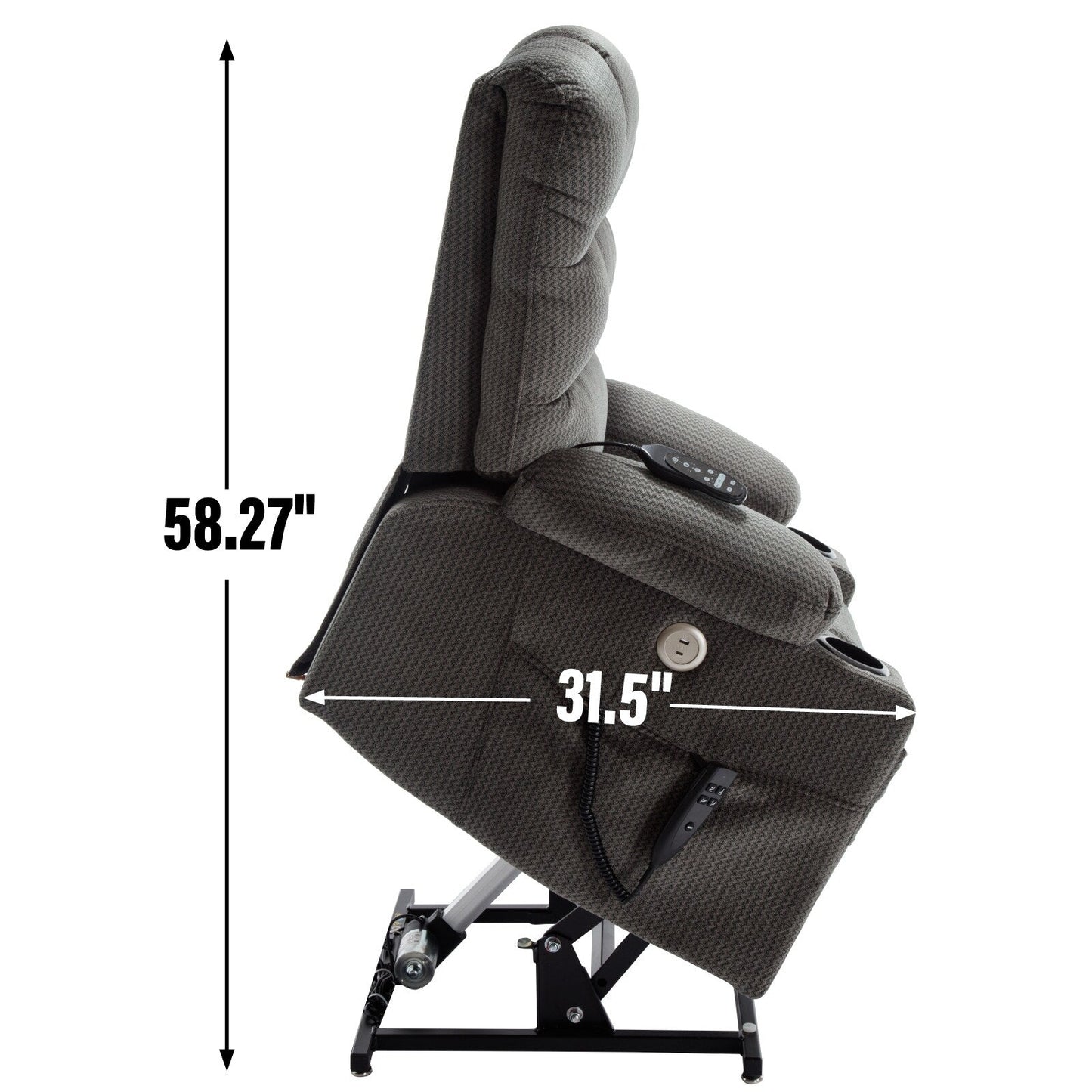 Fauteuil inclinable électrique Chenille avec massage, chauffage et porte-gobelets
