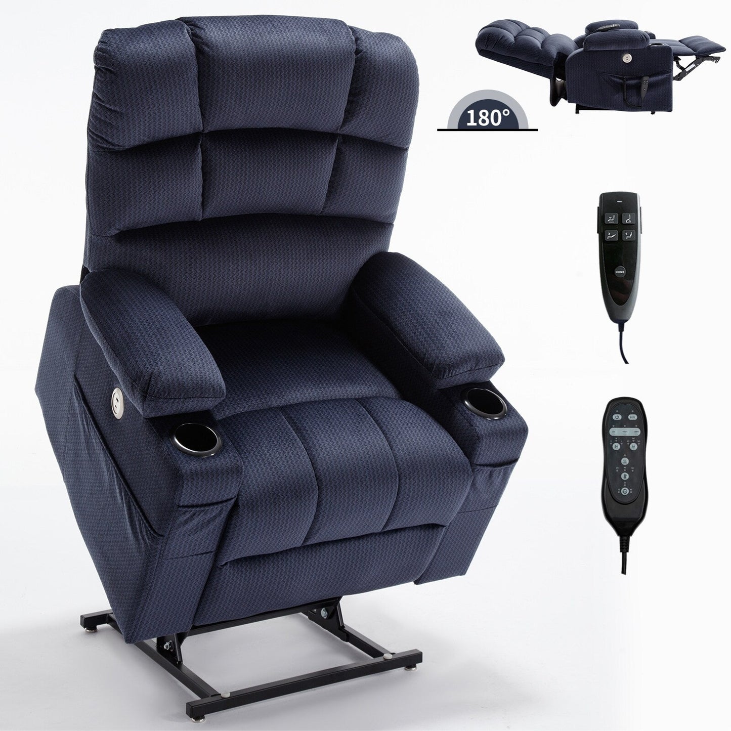 Fauteuil inclinable électrique Chenille avec massage, chauffage et porte-gobelets