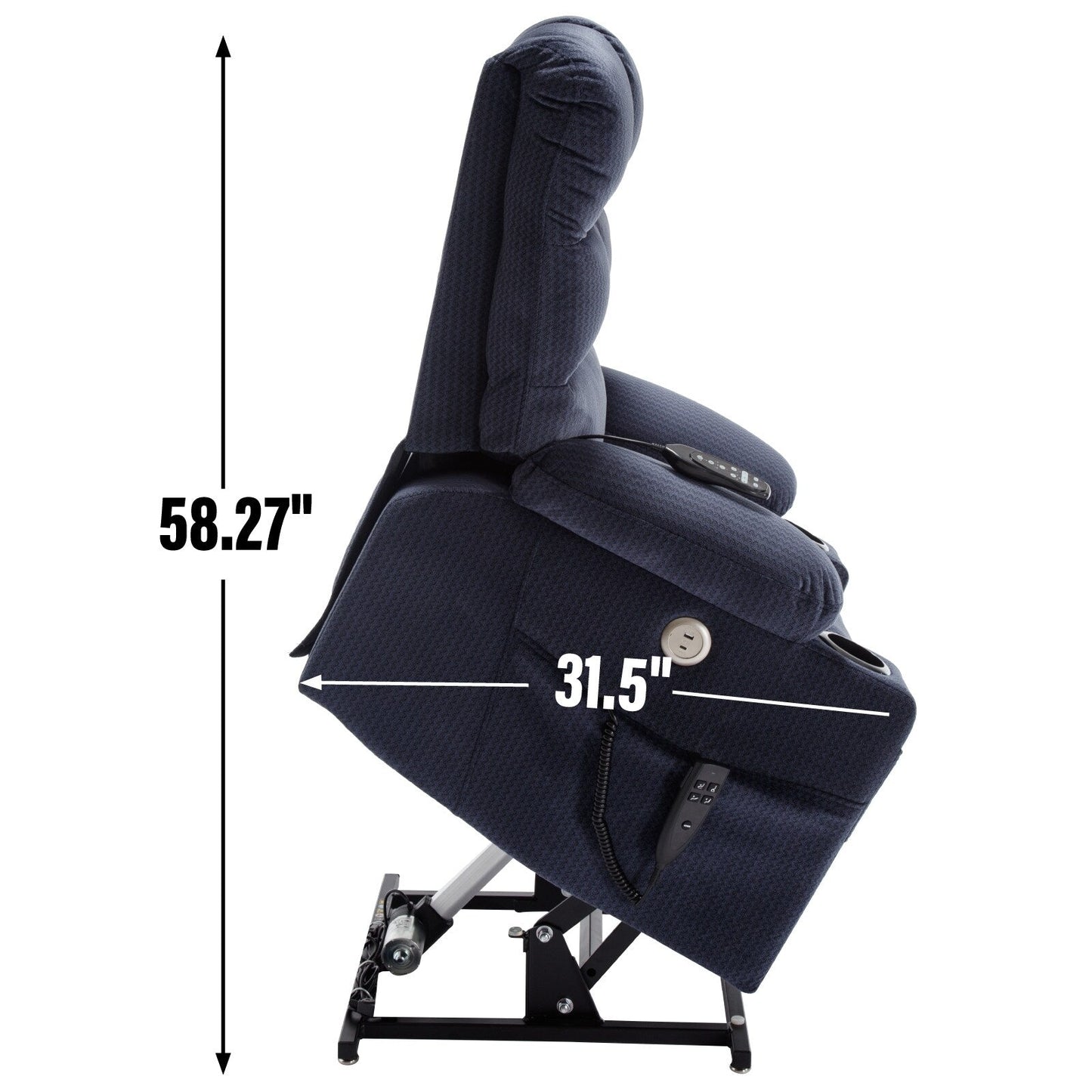 Fauteuil inclinable électrique Chenille avec massage, chauffage et porte-gobelets