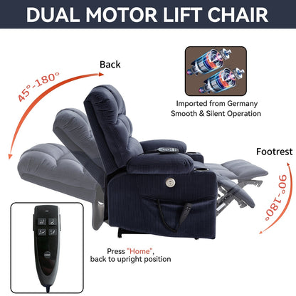 Fauteuil inclinable électrique Chenille avec massage, chauffage et porte-gobelets